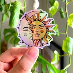 3/$20 Vinyl Holographic Sticker | Sun & Moon Sticker
